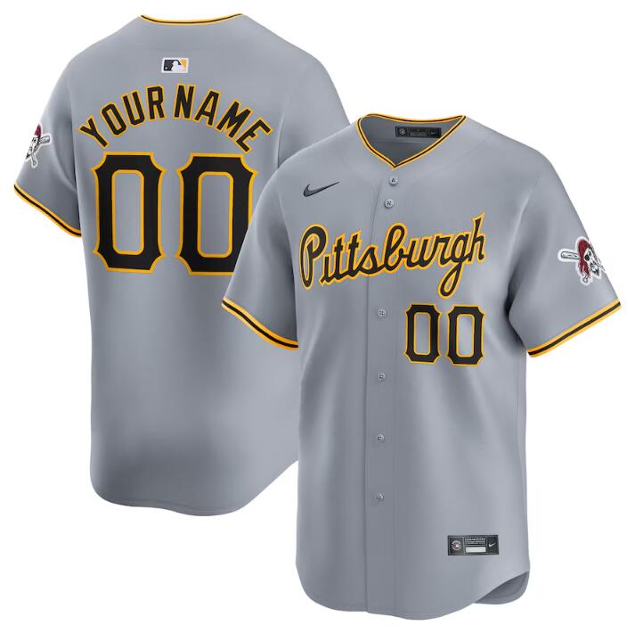 Personalized Men’s Pittsburgh Pirates Active Player Grey Away Limited Stitched Baseball Jersey