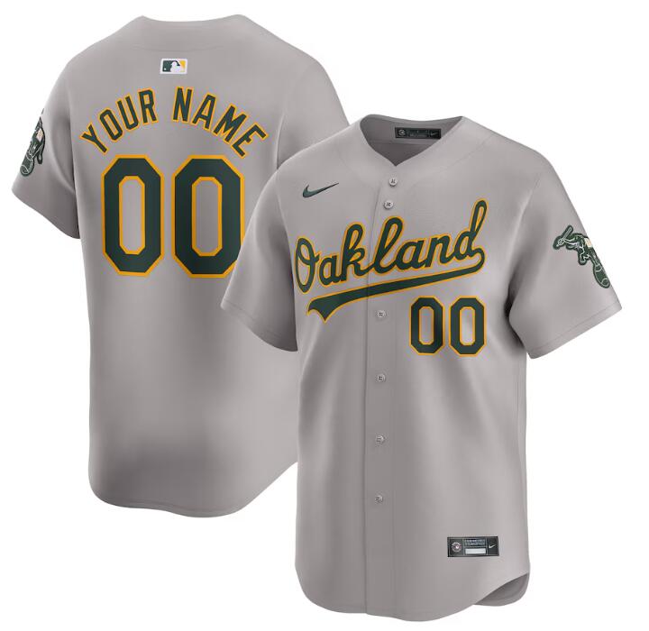 Personalized Men’s Oakland Athletics Active Player Grey Away Limited Stitched Jersey