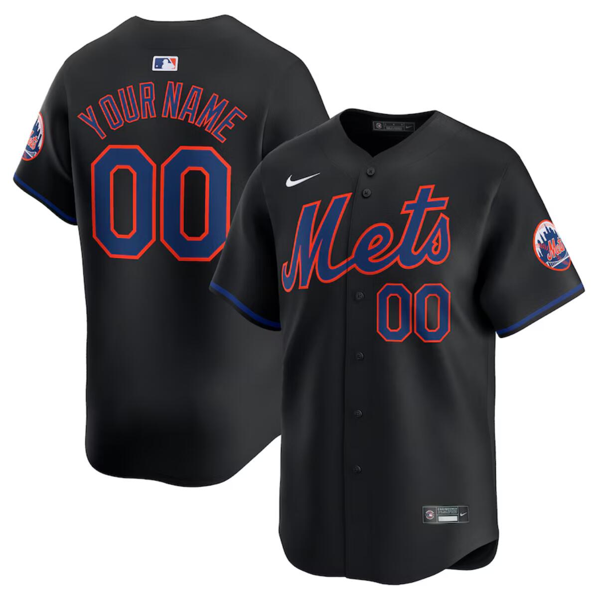 Personalized Men’s New York Mets Active Player Black Alternate Limited Stitched Baseball Jersey