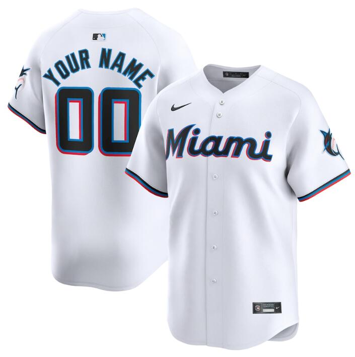 Personalized Men’s Miami Marlins Active Player White 2024 Home Limited Stitched Baseball Jersey