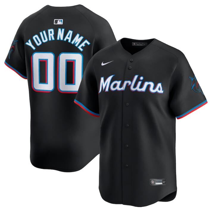 Personalized Men’s Miami Marlins Active Player Black 2024 Alternate Limited Stitched Baseball Jersey