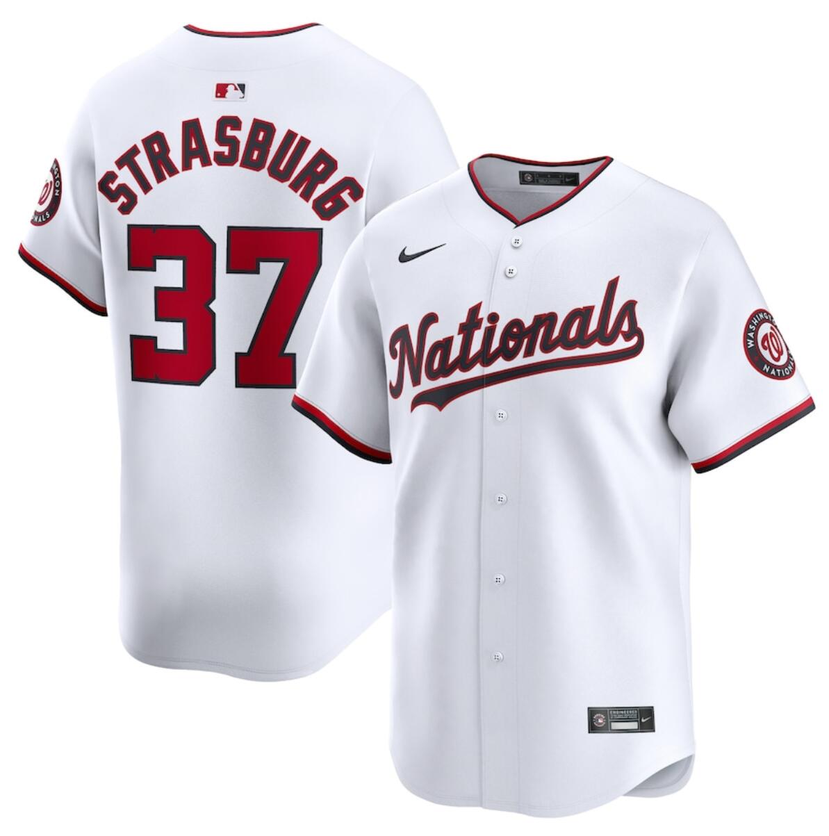 Personalized Men’s Washington Nationals #37 Stephen Strasburg White Cool Base Stitched Baseball Jersey