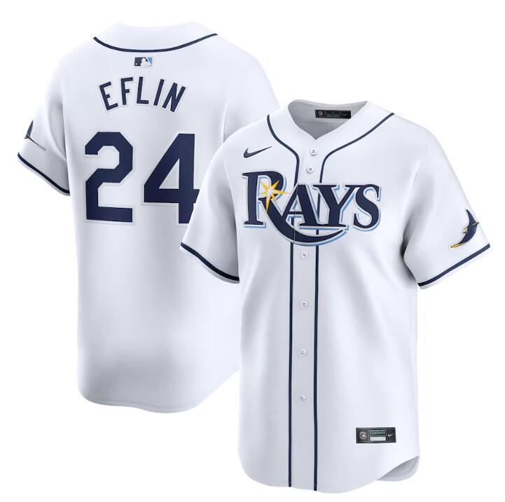 Personalized Men’s Tampa Bay Rays #24 Zach Eflin White Home Limited Stitched Baseball Jersey
