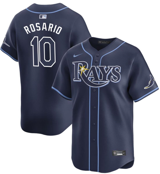 Personalized Men’s Tampa Bay Rays #10 Amed Rosario Navy Away Limited Stitched Baseball Jersey