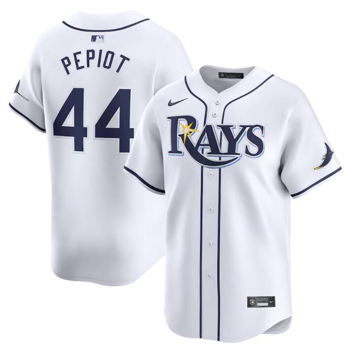 Personalized Men’s Tampa Bay Rays #44 Ryan Pepiot White Home Limited Stitched Baseball Jersey