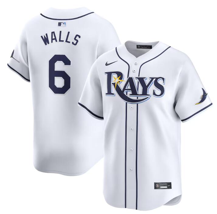 Personalized Men’s Tampa Bay Rays #6 Taylor Walls White Home Limited Stitched Baseball Jersey