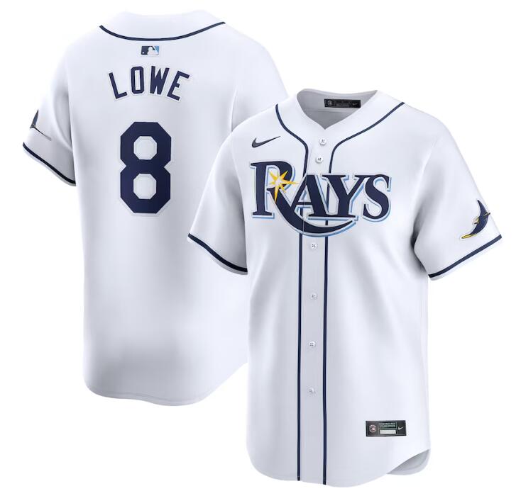 Personalized Men’s Tampa Bay Rays #8 Brandon Lowe White Home Limited Stitched Baseball Jersey