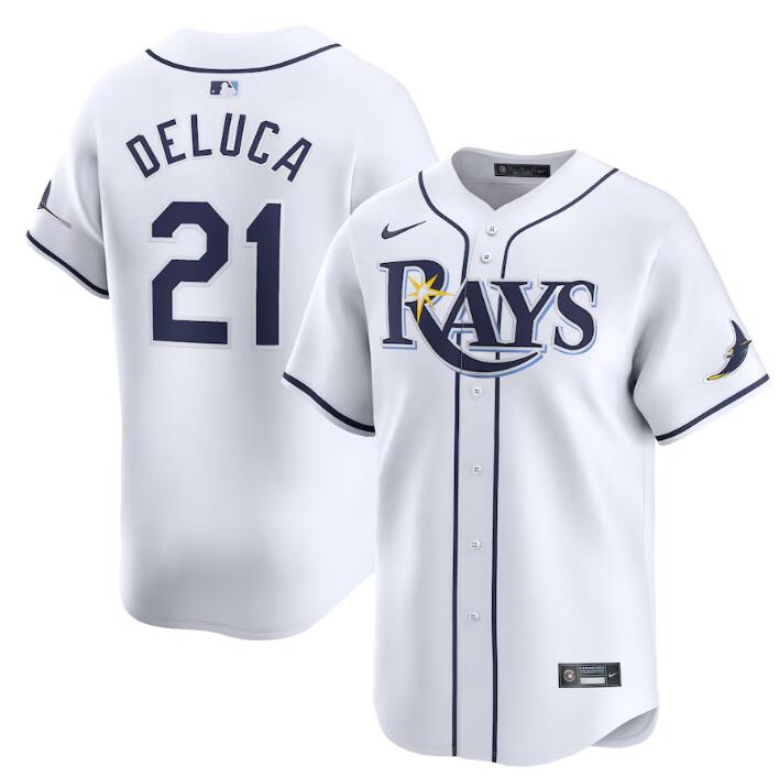 Personalized Men’s Tampa Bay Rays #21 Jonny DeLuca White Home Limited Stitched Baseball Jersey