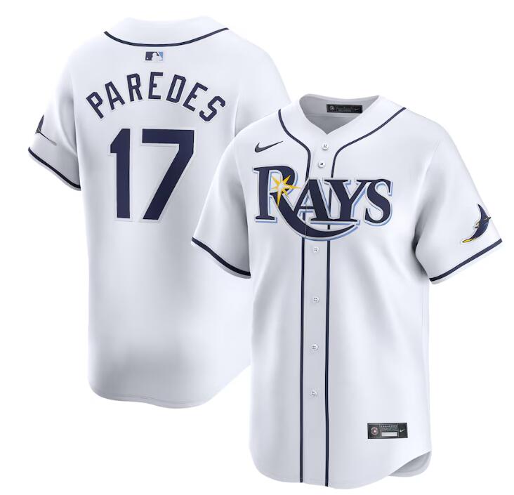 Personalized Men’s Tampa Bay Rays #17 Isaac Paredes White Home Limited Stitched Baseball Jersey