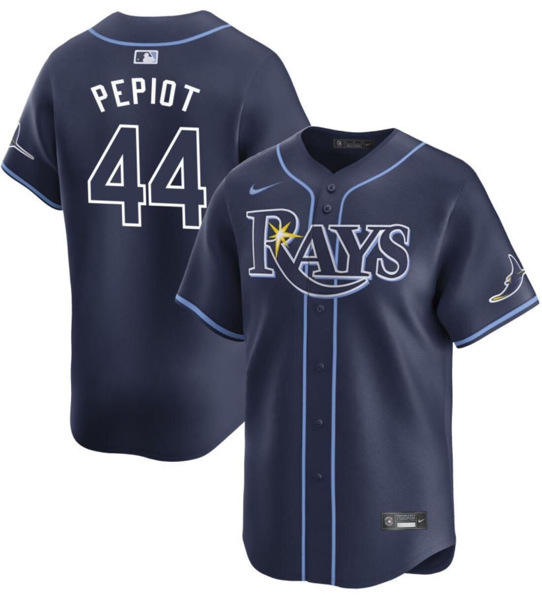 Personalized Men’s Tampa Bay Rays #44 Ryan Pepiot Navy 2024 Away Limited Stitched Baseball Jersey