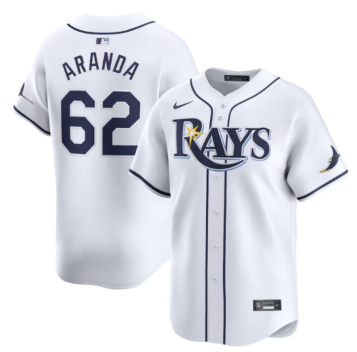 Personalized Men’s Tampa Bay Rays #62 Jonathan Aranda White Home Limited Stitched Baseball Jersey