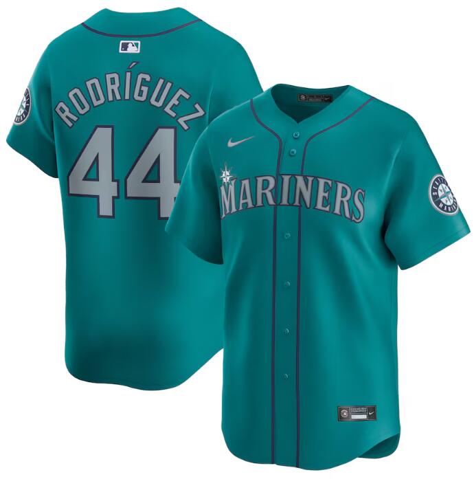 Personalized Men’s Seattle Mariners #44 Julio Rodríguez Aqua Alternate Limited Stitched Jersey