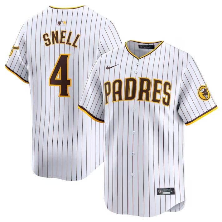 Personalized Men’s San Diego Padres #4 Blake Snell White 2024 Home Limited Stitched Baseball Jersey
