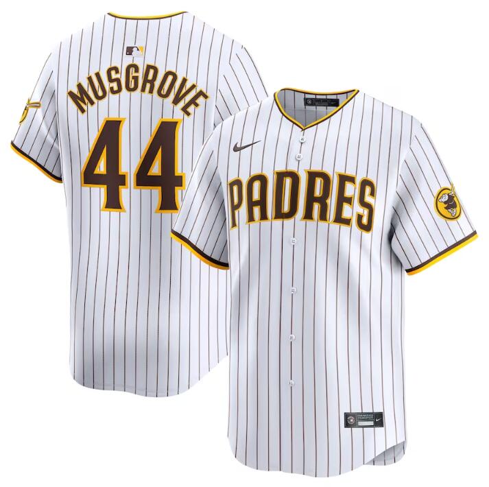 Personalized Men’s San Diego Padres #44 Joe Musgrove White 2024 Home Limited Stitched Baseball Jersey