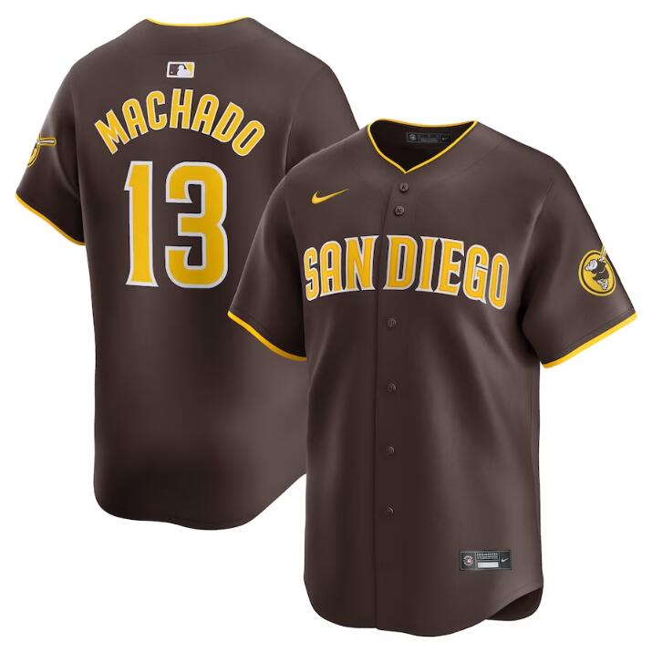 Personalized Men’s San Diego Padres #13 Manny Machado Brown 2024 Home Limited Stitched Baseball Jersey