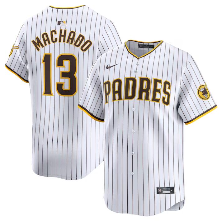 Personalized Men’s San Diego Padres #13 Manny Machado White 2024 Home Limited Stitched Baseball Jersey