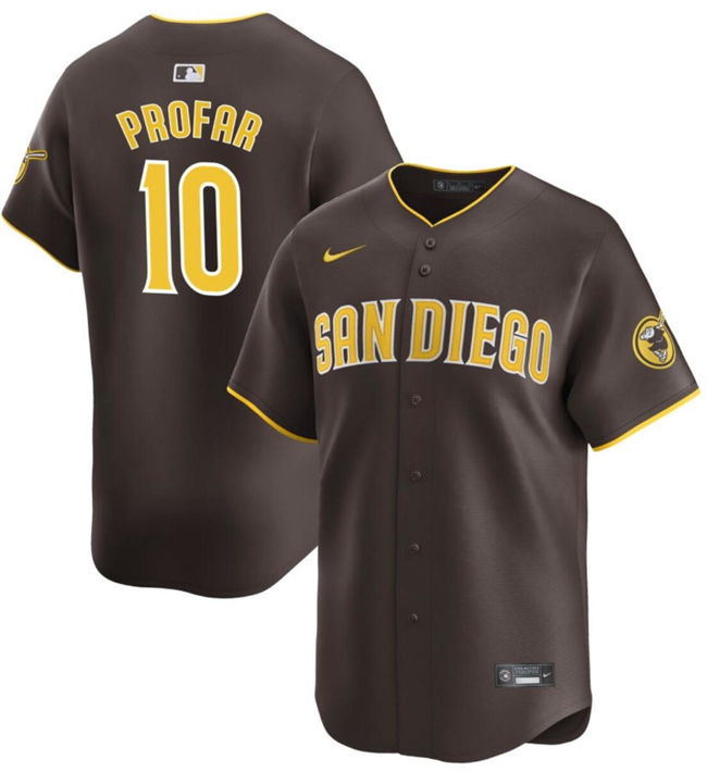 Personalized Men’s San Diego Padres #10 Jurickson Profar Brown 2024 Away Limited Stitched Baseball Jersey