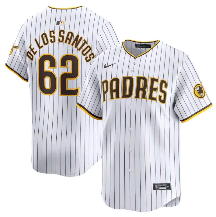 Personalized Men’s San Diego Padres #62 Enyel De Los Santos White 2024 Home Limited Stitched Baseball Jersey