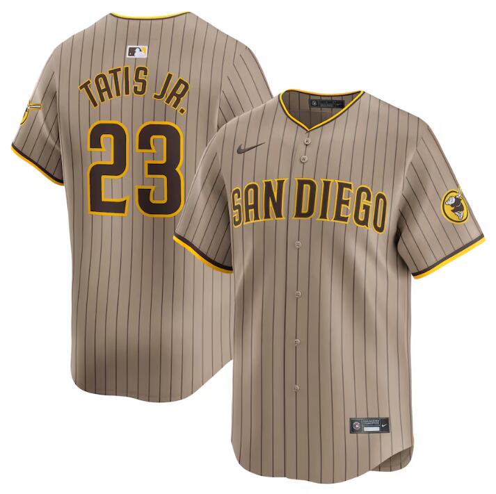 Personalized Men’s San Diego Padres #23 Fernando Tatis Jr. Tan 2024 Alternate Limited Stitched Baseball Jersey