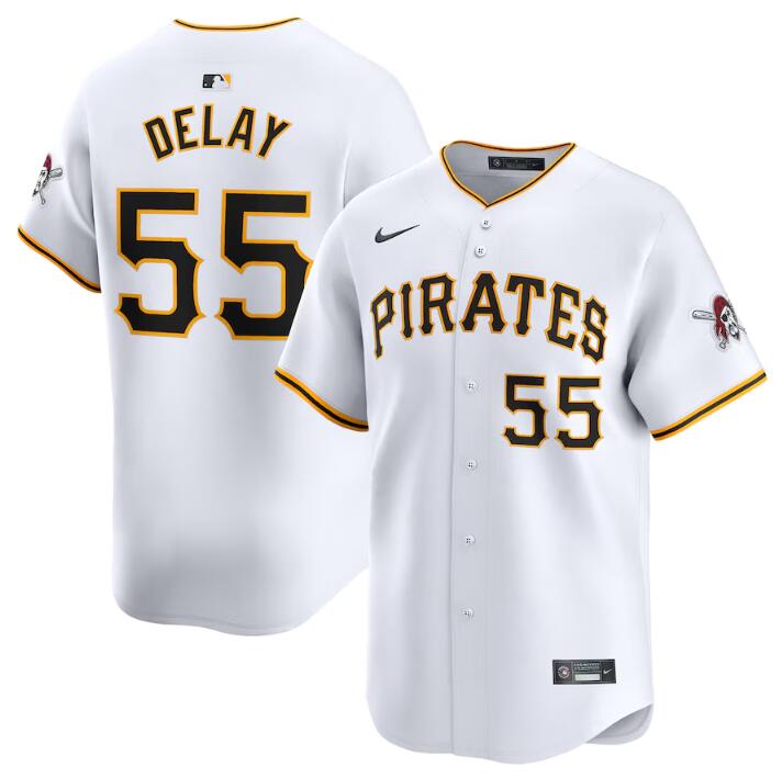 Personalized Men’s Pittsburgh Pirates #55 Jason Delay White Home Limited Stitched Baseball Jersey