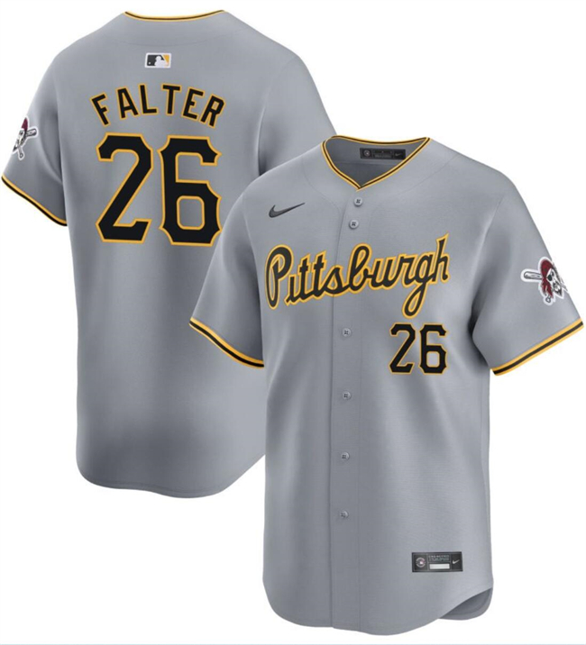 Personalized Men’s Pittsburgh Pirates #26 Bailey Falter Grey Away Limited Stitched Baseball Jersey