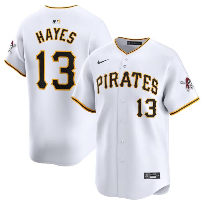 Personalized Men’s Pittsburgh Pirates #13 Ke’Bryan Hayes White Home Limited Stitched Baseball Jersey