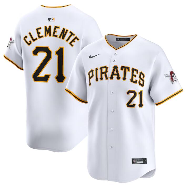 Personalized Men’s Pittsburgh Pirates #21 Roberto Clemente White Home Limited Stitched Baseball Jersey
