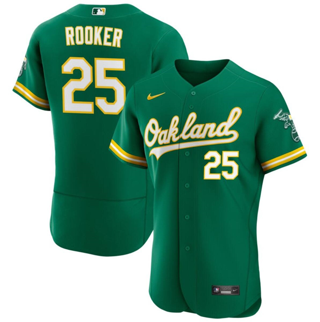 Personalized Men’s Oakland Athletics #25 Brent Rooker Green Flex Base Stitched Jersey