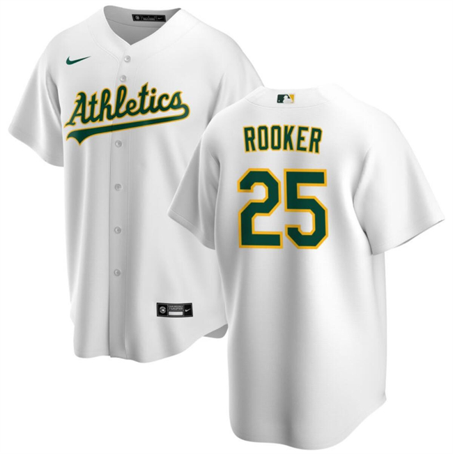 Personalized Men’s Oakland Athletics #25 Brent Rooker White Cool Base Stitched Jersey