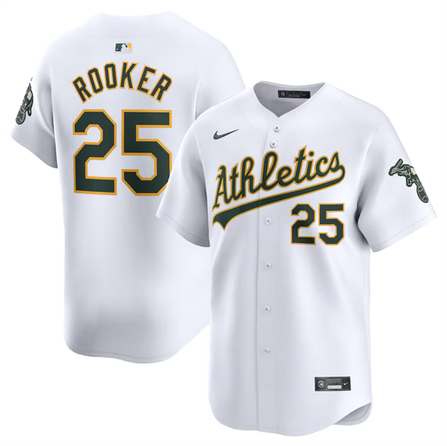 Personalized Men’s Oakland Athletics #25 Brent Rooker White Home Limited Stitched Jersey
