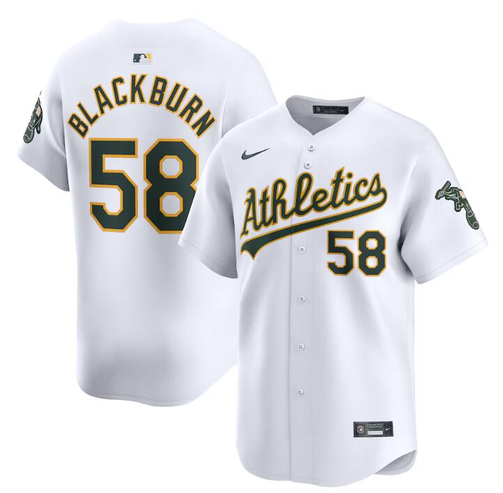 Personalized Men’s Oakland Athletics #58 Paul Blackburn White Home Limited Stitched Jersey