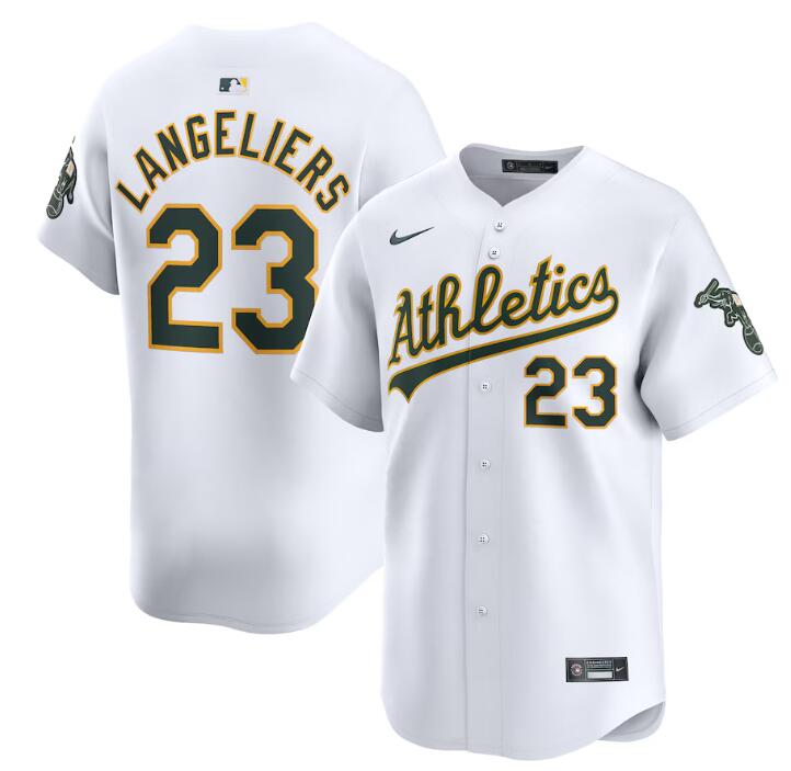 Personalized Men’s Oakland Athletics #23 Shea Langeliers White Home Limited Stitched Jersey