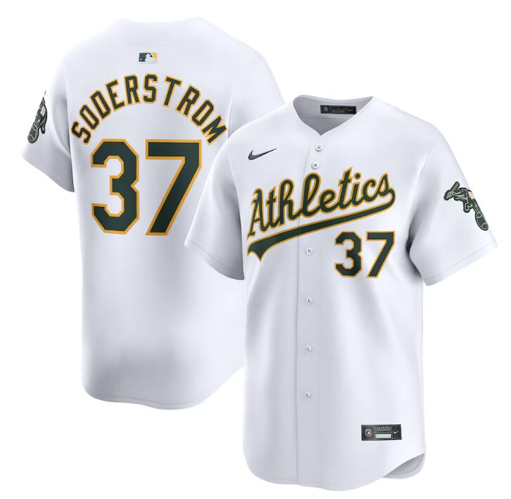 Personalized Men’s Oakland Athletics #37 Tyler Soderstrom White Home Limited Stitched Jersey