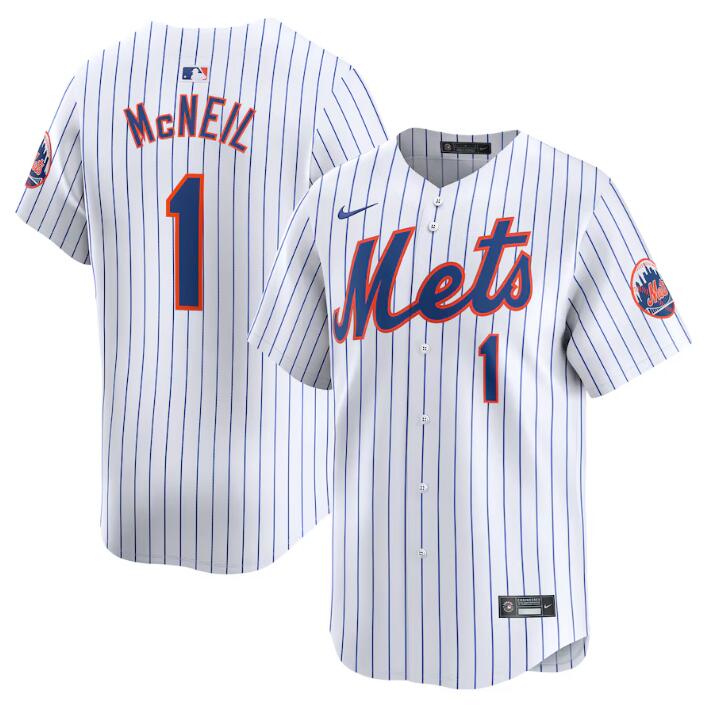 Personalized Men’s New York Mets #1 Jeff McNeil White 2024 Home Limited Stitched Baseball Jersey