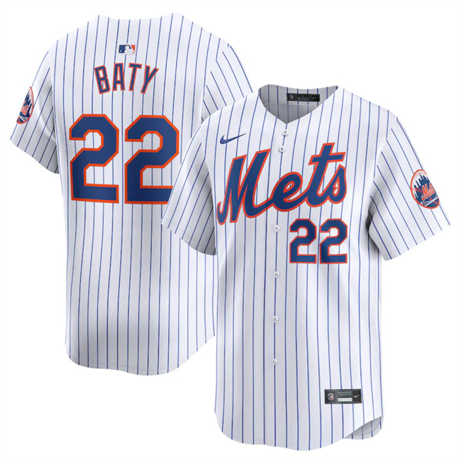 Personalized Men’s New York Mets #22 Brett Baty White 2024 Home Limited Stitched Baseball Jersey