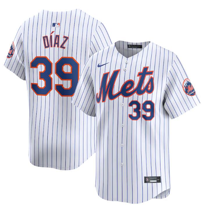 Personalized Men’s New York Mets #39 Edwin Diaz White 2024 Home Limited Stitched Baseball Jersey