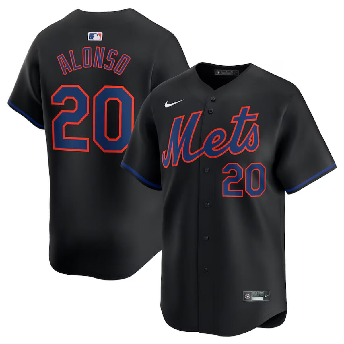 Personalized Men’s New York Mets #20 Pete Alonso Black Alternate Limited Stitched Baseball Jersey