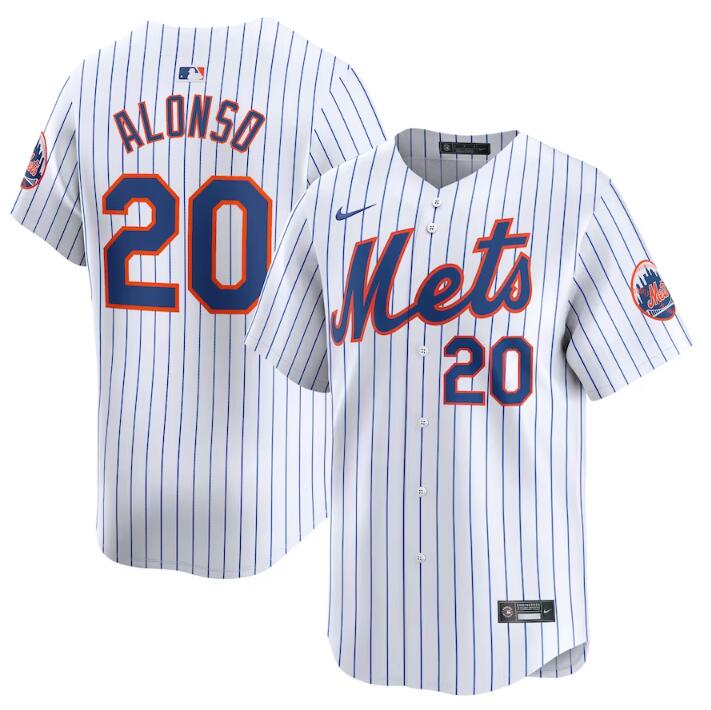 Personalized Men’s New York Mets #20 Pete Alonso White 2024 Home Limited Stitched Baseball Jersey