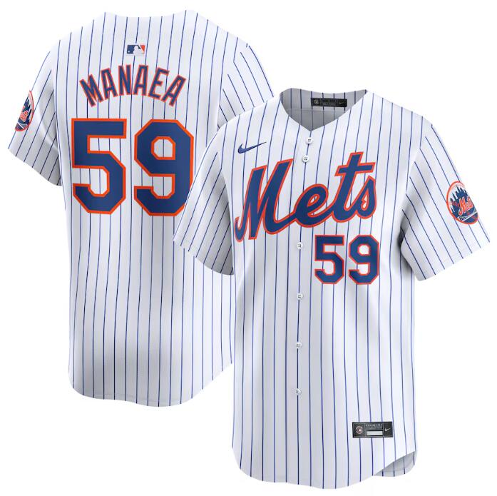 Personalized Men’s New York Mets #59 Sean Manaea White 2024 Home Limited Stitched Baseball Jersey