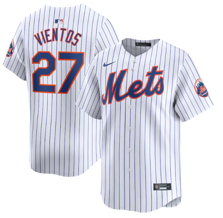 Personalized Men’s New York Mets #27 Mark Vientos White 2024 Home Limited Stitched Baseball Jersey