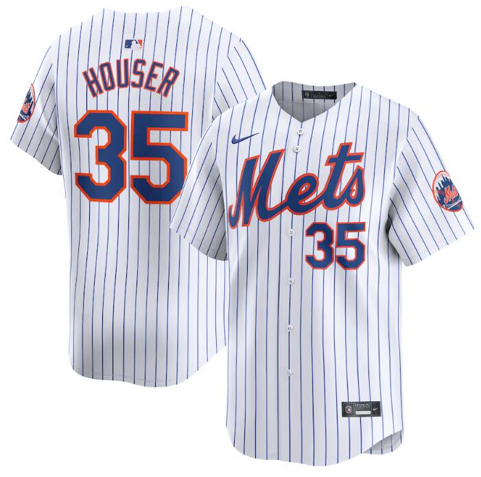 Personalized Men’s New York Mets #35 Adrian Houser White 2024 Home Limited Stitched Baseball Jersey