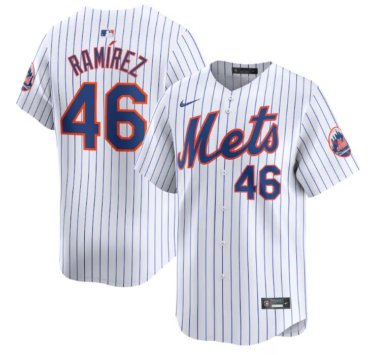 Personalized Men’s New York Mets #46 Yohan Ramirez White 2024 Home Limited Stitched Baseball Jersey