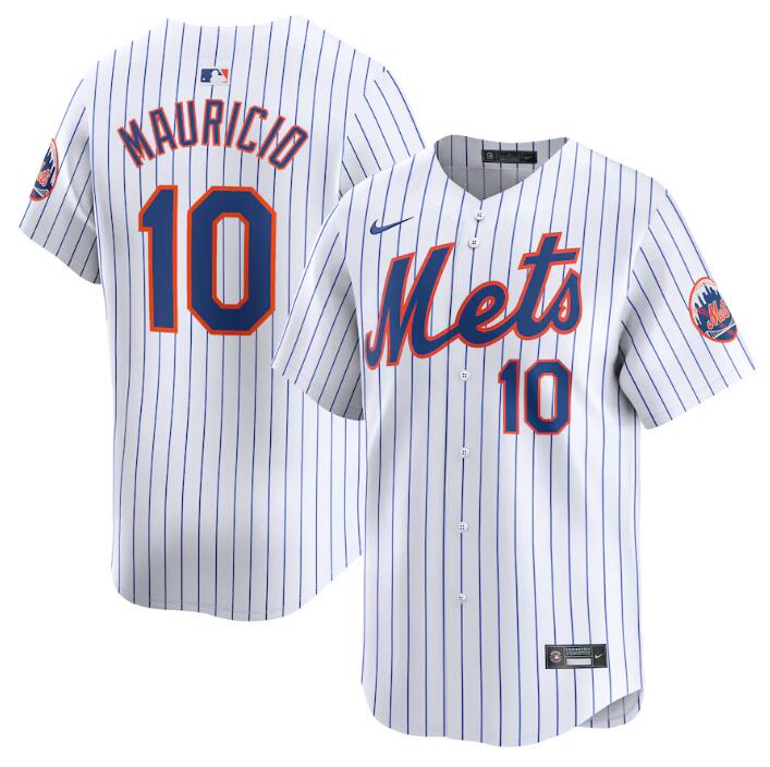 Personalized Men’s New York Mets #10 Ronny Mauricio White 2024 Home Limited Stitched Baseball Jersey