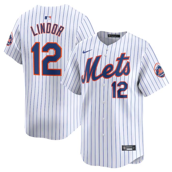 Personalized Men’s New York Mets #12 Francisco Lindor White 2024 Home Limited Stitched Baseball Jersey