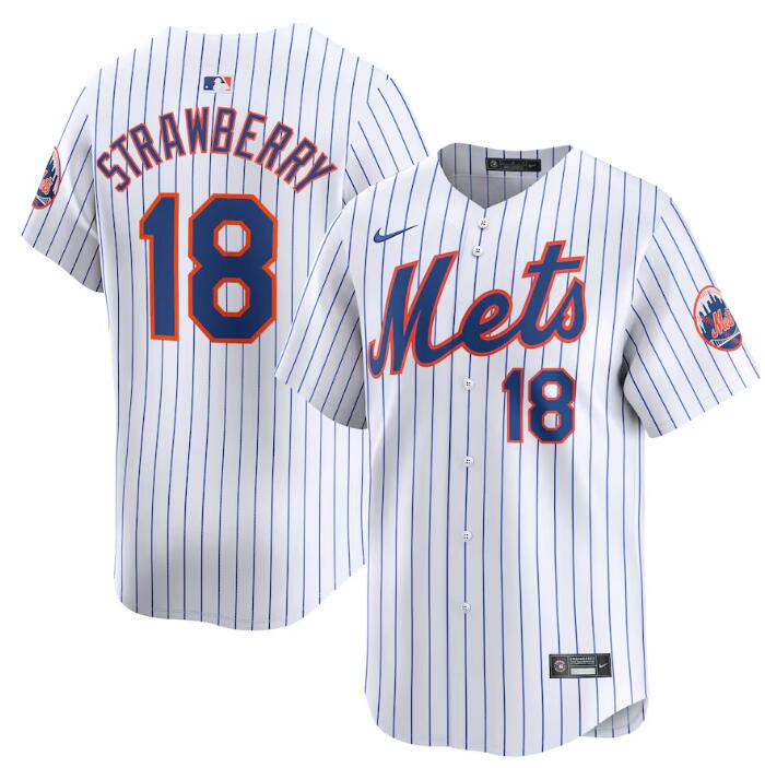 Personalized Men’s New York Mets #18 Darryl Strawberry White 2024 Home Limited Stitched Baseball Jersey