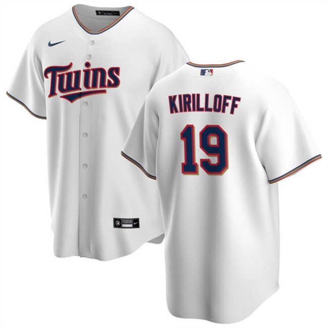 Personalized Men’s Minnesota Twins #19 Alex Kirilloff White Cool Base Stitched Baseball Jersey