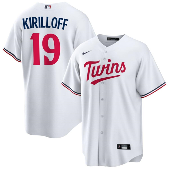 Personalized Men’s Minnesota Twins #19 Alex Kirilloff White Cool Base Stitched Baseball JerseyS