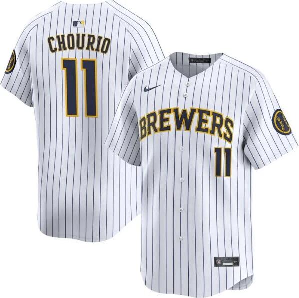 Personalized Men’s Milwaukee Brewers #11 Jackson Chourio Limited White jerseys
