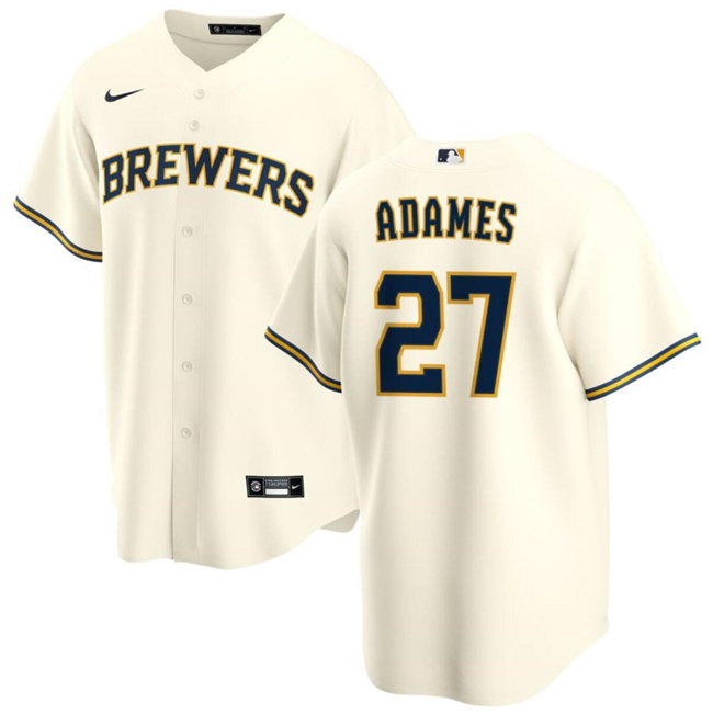 Personalized Men’s Milwaukee Brewers #27 Willy Adames Cream Cool Base Stitched Baseball Jersey