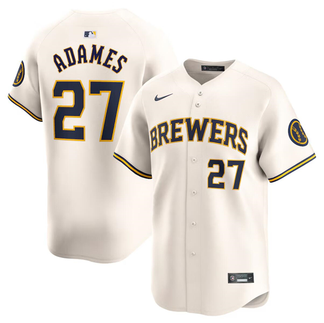 Personalized Men’s Milwaukee Brewers #27 Willy Adames Cream 2024 Home Limited Stitched Baseball Jersey